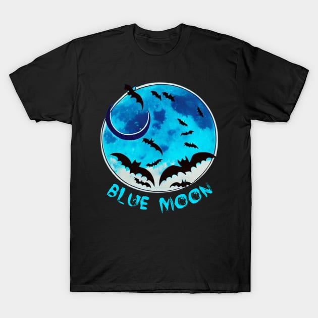 Blue moon bat T-Shirt by Yonfline